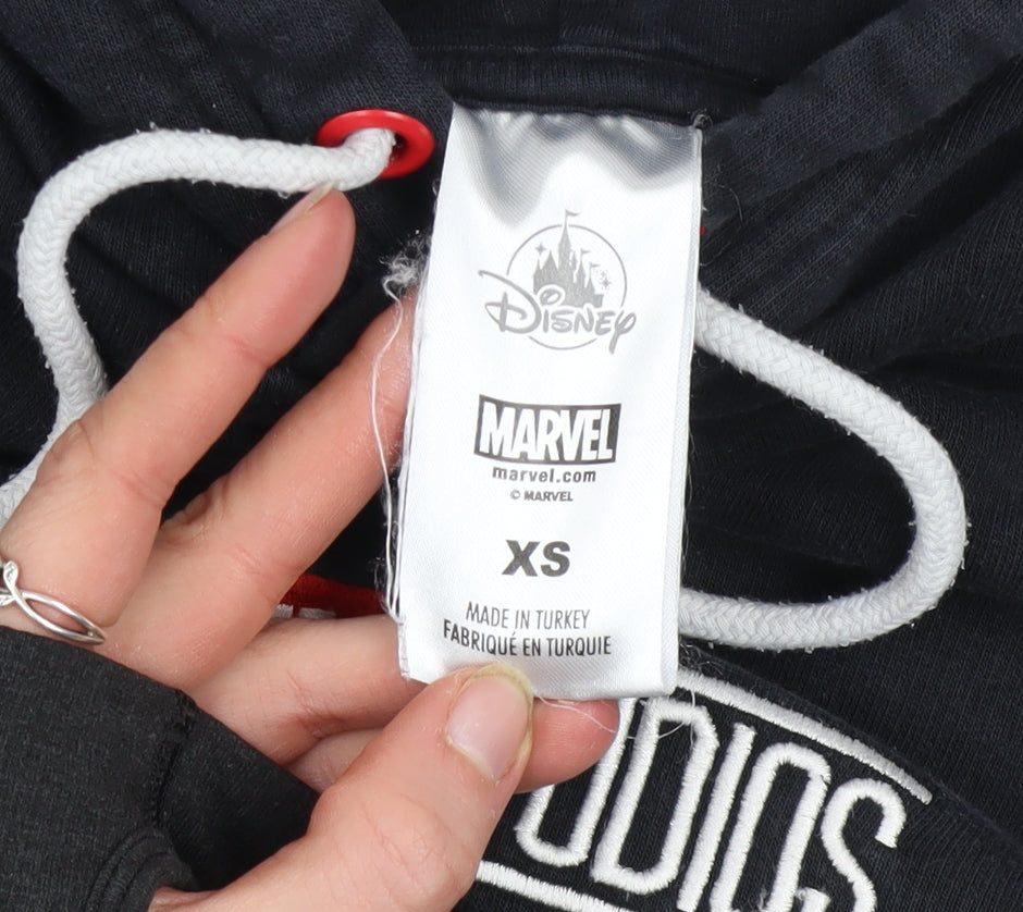 Marvel Boys Black XS Pullover Hoodie with Logo Print