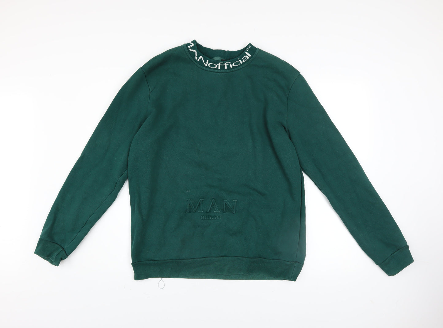 boohooMAN Men's Green Logo Pullover Sweatshirt Size L