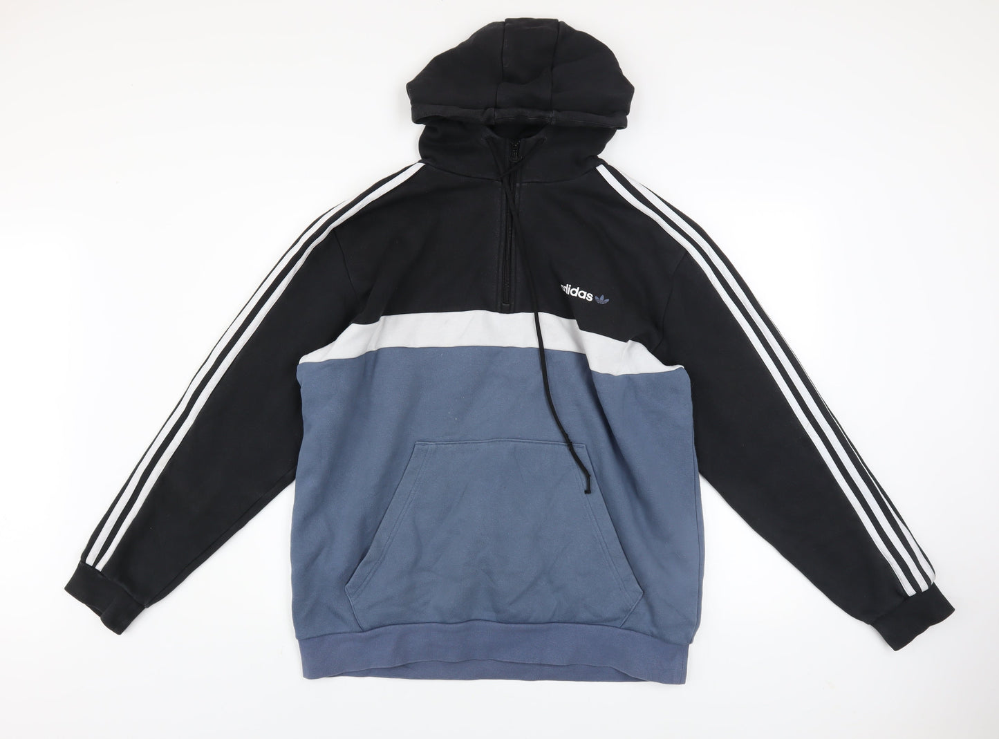 Adidas Men’s Blue & Black 1/2 Zip Hoodie Size L Sports Style