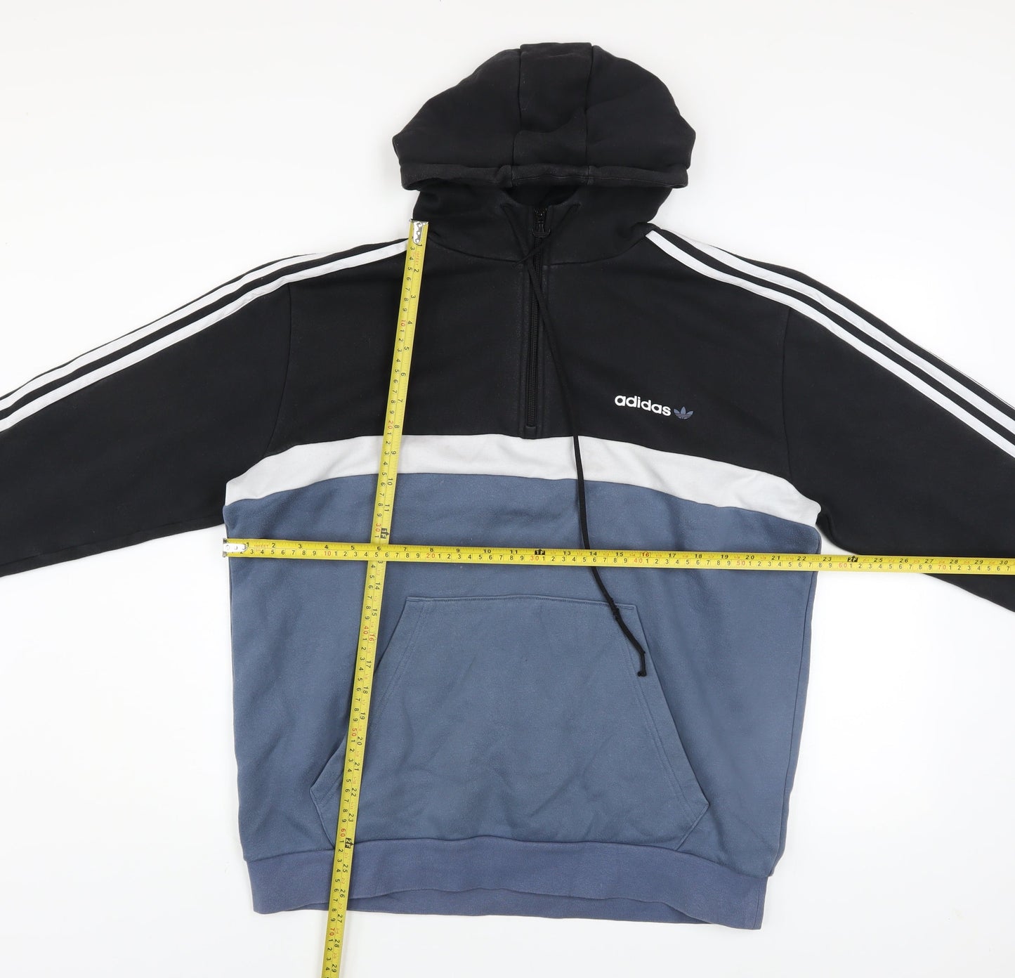 Adidas Men’s Blue & Black 1/2 Zip Hoodie Size L Sports Style