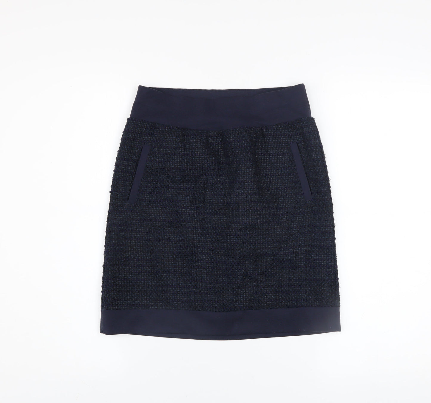 Sandwich Women Navy Blue Tweed Pencil Skirt Size 4 Cotton Blend