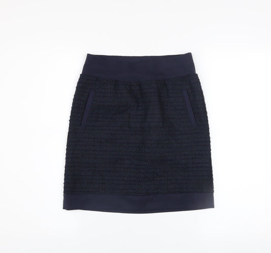 Sandwich Women Navy Blue Tweed Pencil Skirt Size 4 Cotton Blend