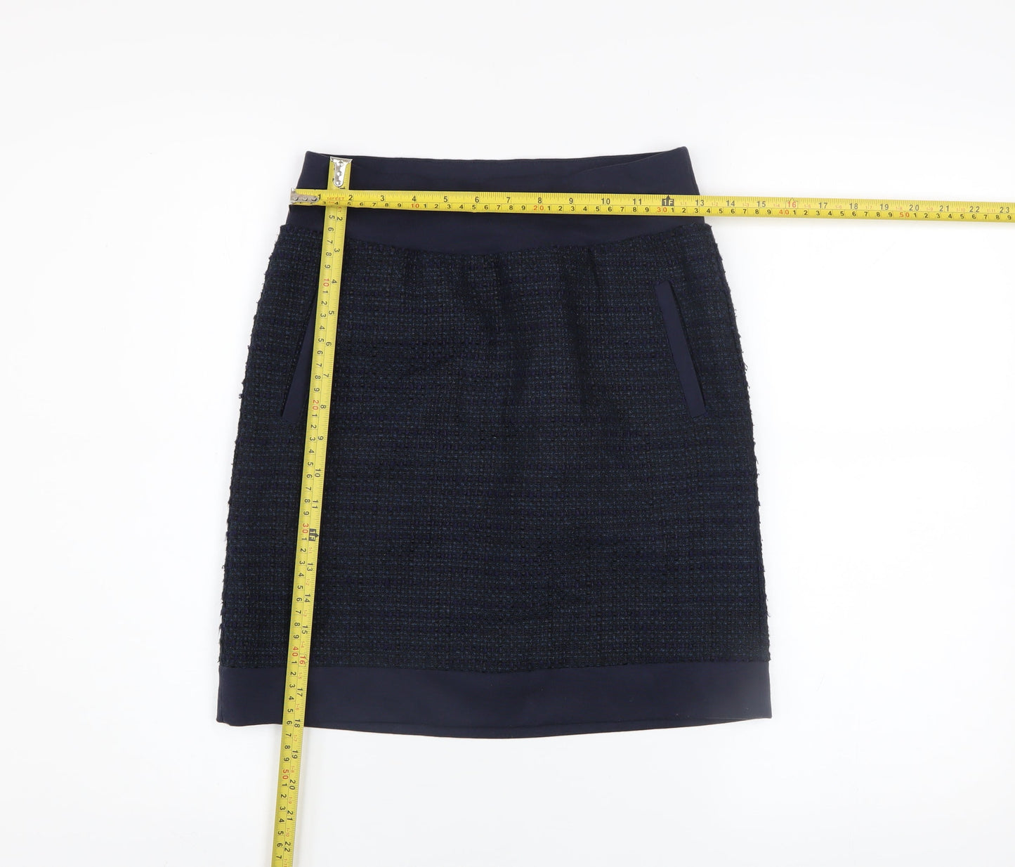 Sandwich Women Navy Blue Tweed Pencil Skirt Size 4 Cotton Blend