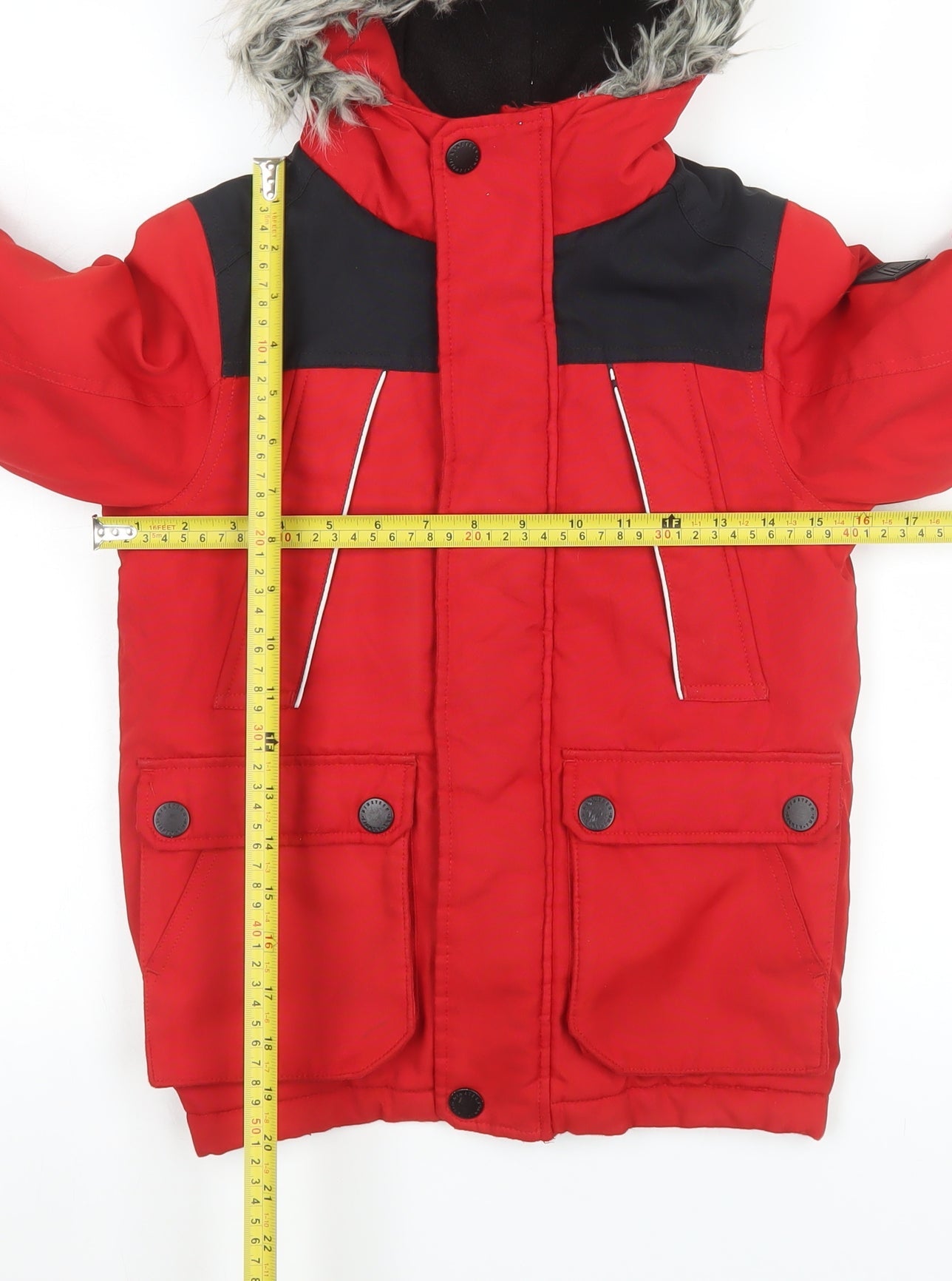 Next Boys Red Parka Coat 6 Years Hooded Fur Trim Waterproof Winter Jacket
