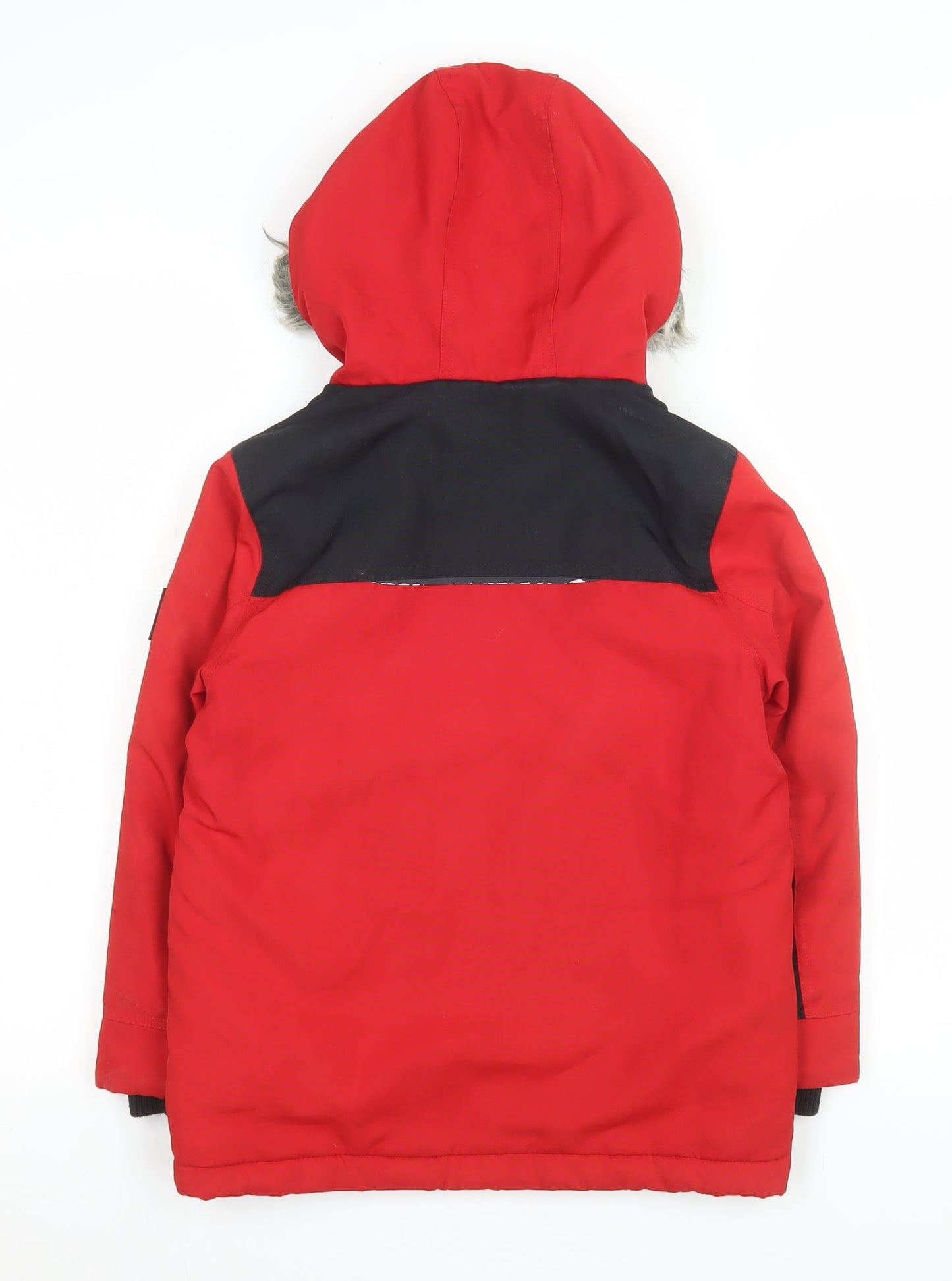 Next Boys Red Parka Coat 6 Years Hooded Fur Trim Waterproof Winter Jacket