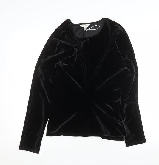 Marks and Spencer Womens Black Velvet Long Sleeve Top Size 10 Regular