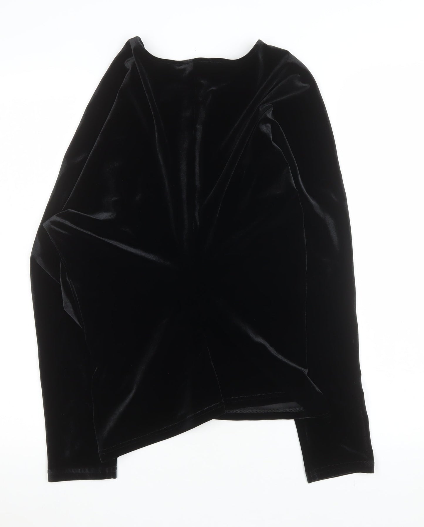 Marks and Spencer Womens Black Velvet Long Sleeve Top Size 10 Regular
