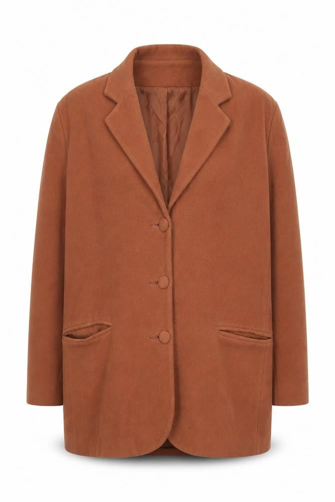 Clockhouse Women Brown Wool Blend Mid-Length Blazer Size 14
