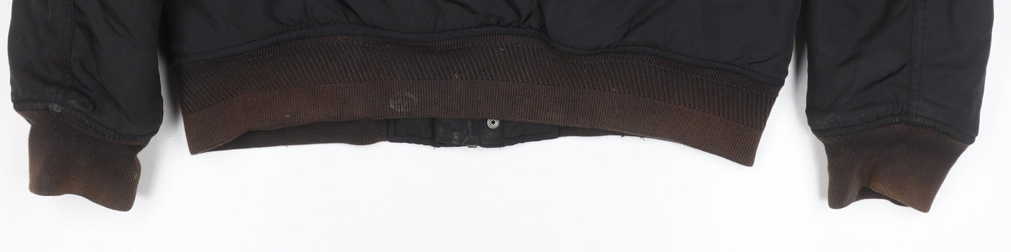 Tommy Jeans Men's Black Fur Hooded Bomber Jacket Size S Winter Coat