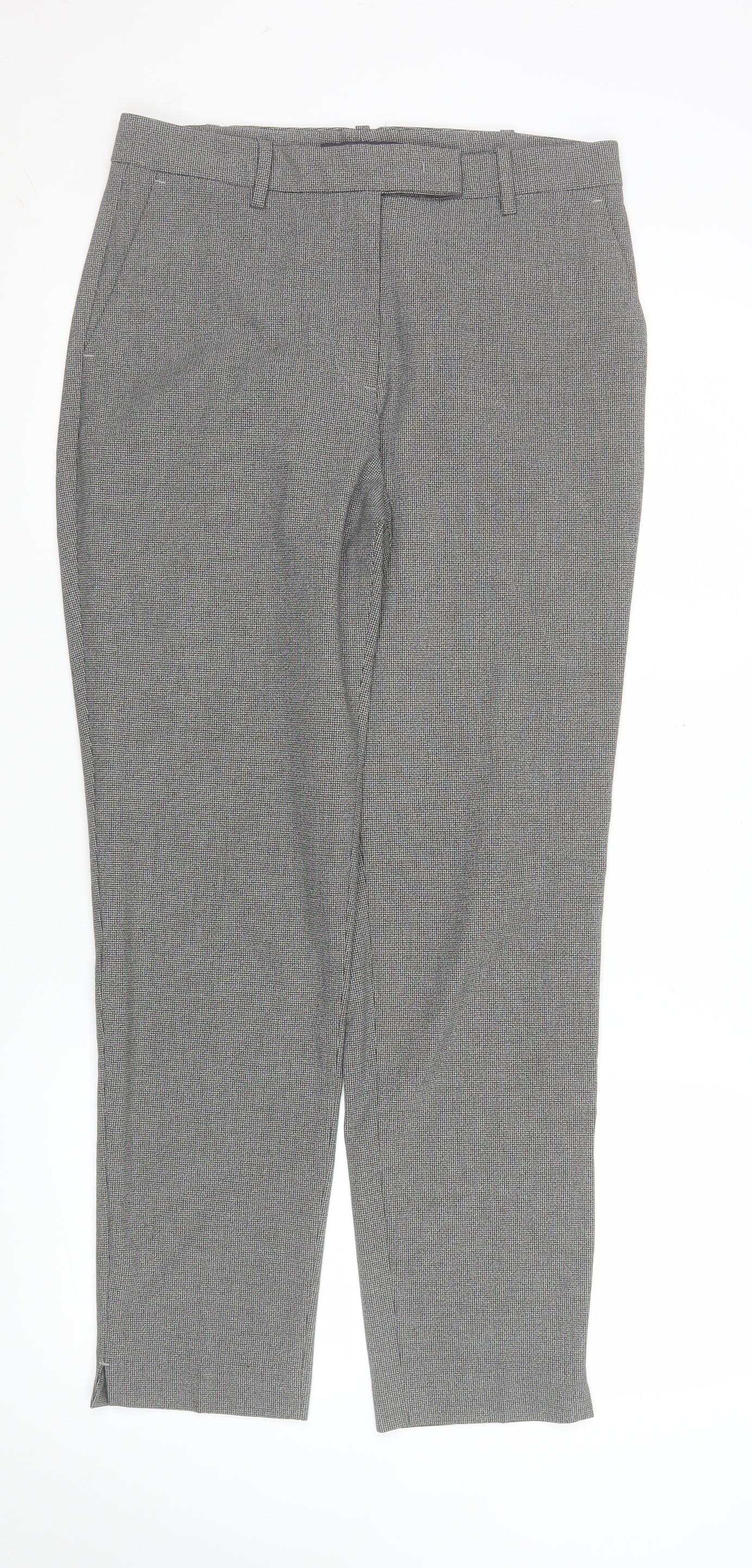Marks and Spencer Women’s Grey Check Stretch Straight Trousers Size 10