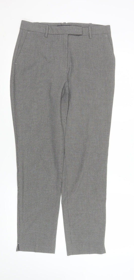 Marks and Spencer Women’s Grey Check Stretch Straight Trousers Size 10