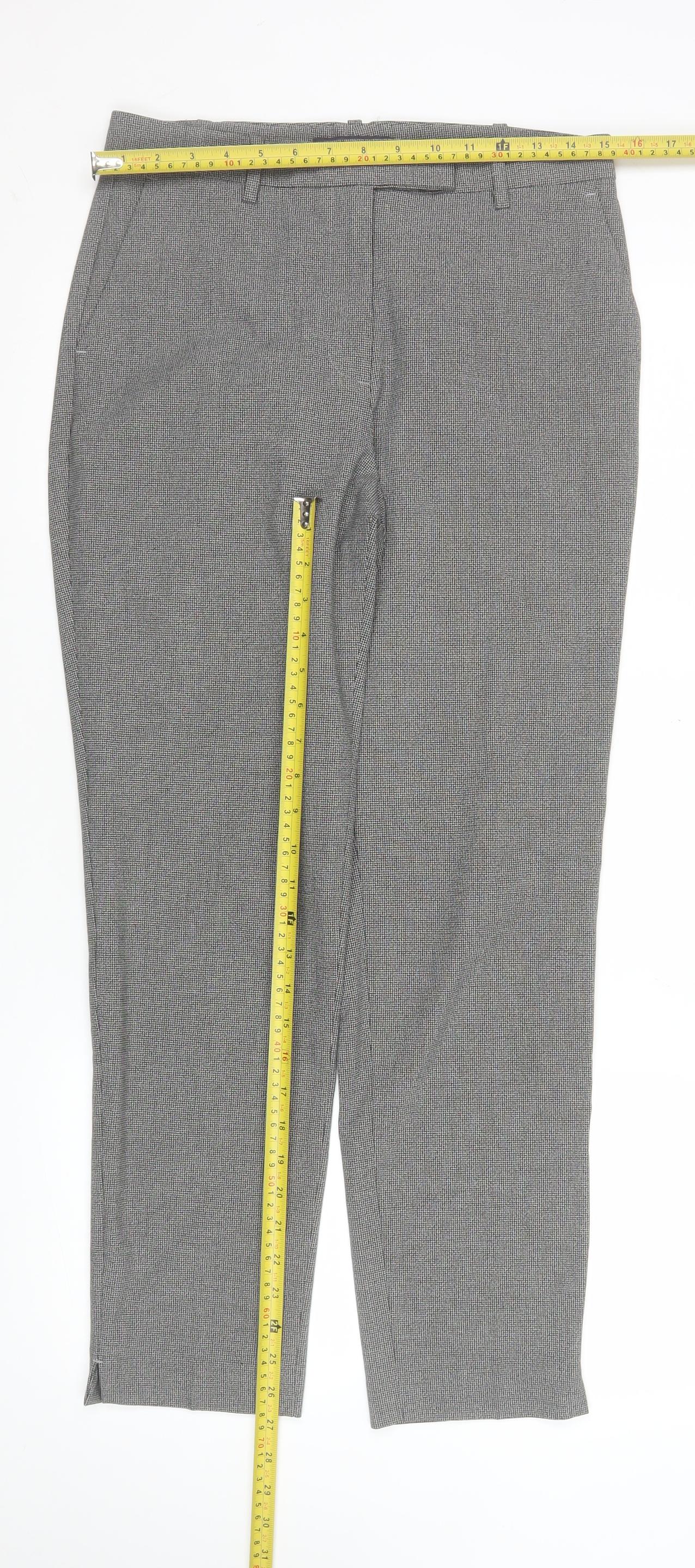 Marks and Spencer Women’s Grey Check Stretch Straight Trousers Size 10