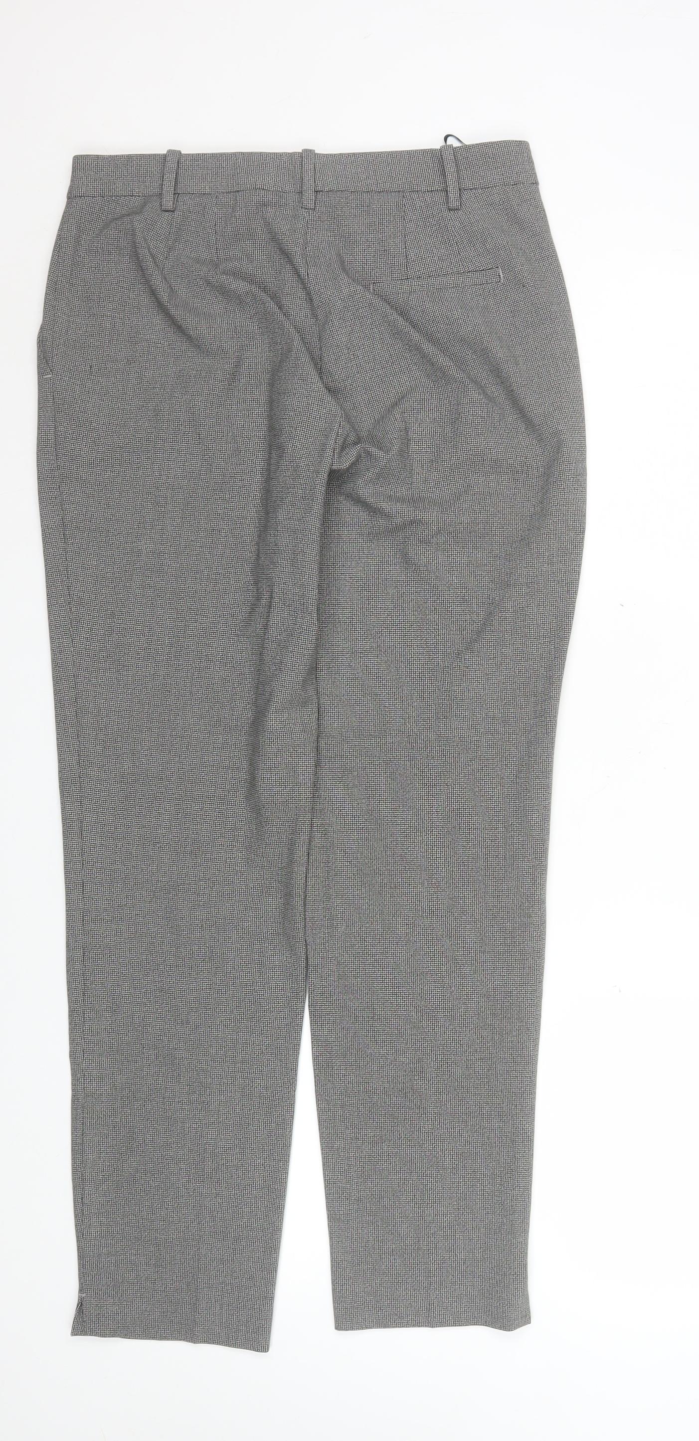 Marks and Spencer Women’s Grey Check Stretch Straight Trousers Size 10