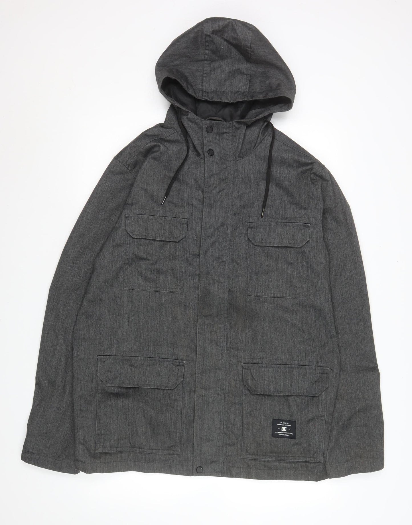 DC Men’s Grey Hooded Parka Jacket Size M Regular Fit