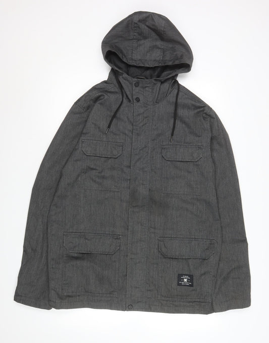 DC Men’s Grey Hooded Parka Jacket Size M Regular Fit