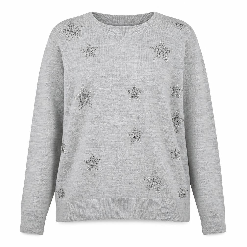 Marks & Spencer Womens Grey XL Beaded Star Long Sleeve Jumper