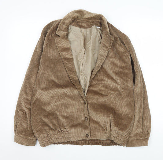 Viyella Women Brown Corduroy Lined Jacket Size 14 Classic Style