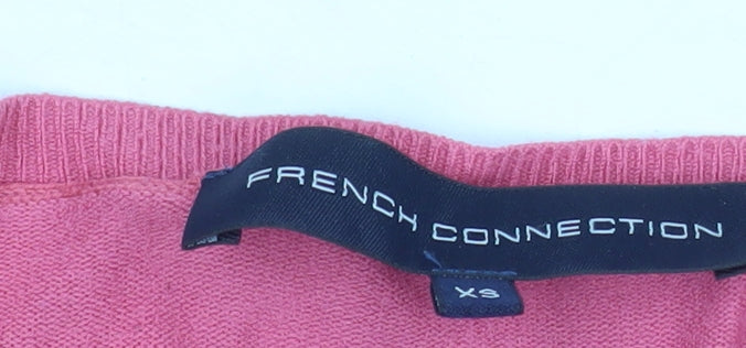 French Connection Womens Pink XS V-Neck Button Cardigan