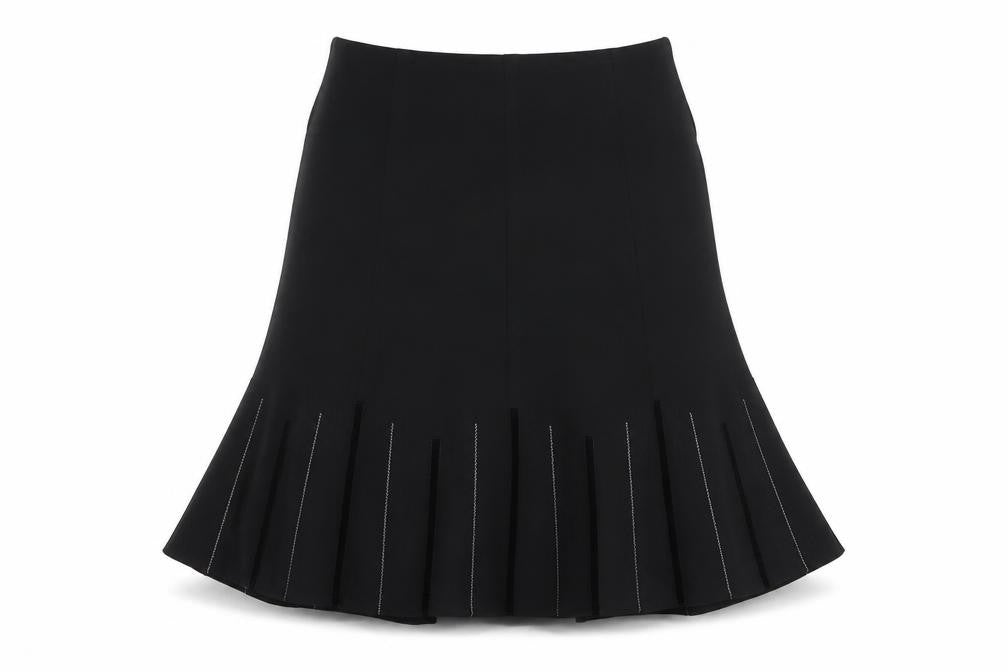 Platform Women's Black Size 12 Pleated Flare Midi Skirt Polyester Blend