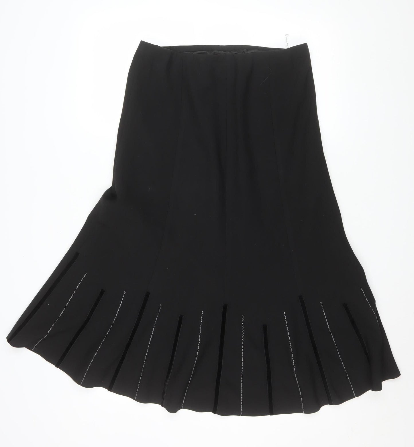 Platform Women's Black Size 12 Pleated Flare Midi Skirt Polyester Blend