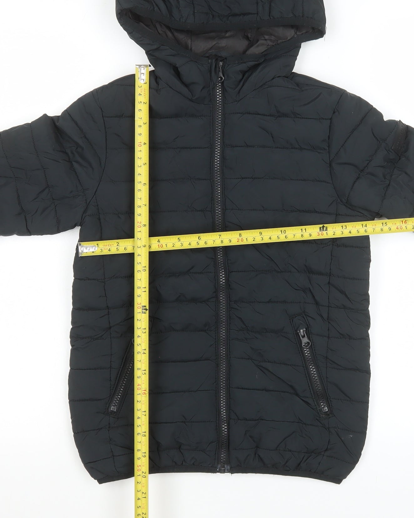 Jack & Jones Boys Black Hooded Puffer Jacket Size 8 Years Winter Coat