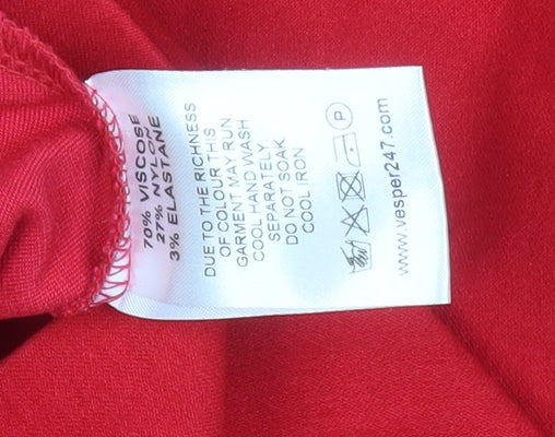 Vesper Women Red Bodycon Stretch Knee Length Dress Size 8