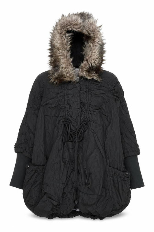 River Island Womens Black Faux Fur Hooded Parka Coat Size 10