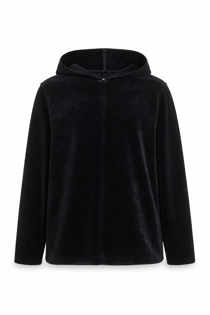Jones New York Sport Women's Black Small Corduroy Pullover Hoodie