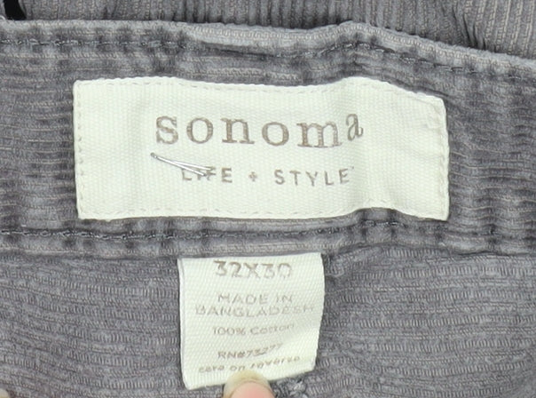 Sonoma Life + Style Women's Grey Corduroy Chino Trousers 32x30