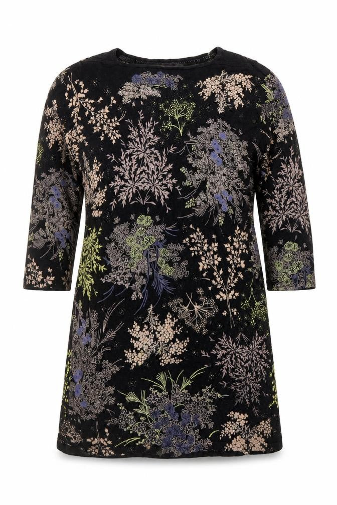 Next Women's Black Floral Velvet Shift Dress Size 8