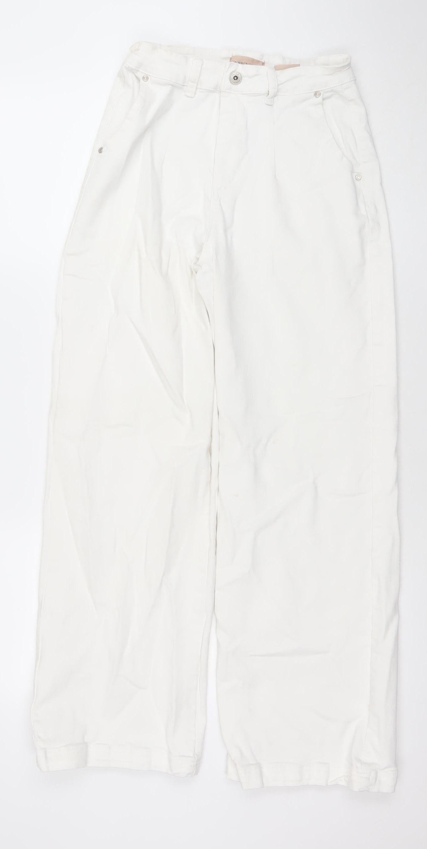 Zara Women White Straight Regular Mid Rise Stretch Jeans Size 9