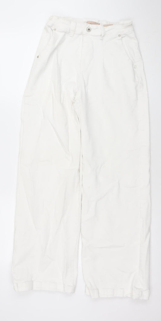 Zara Women White Straight Regular Mid Rise Stretch Jeans Size 9
