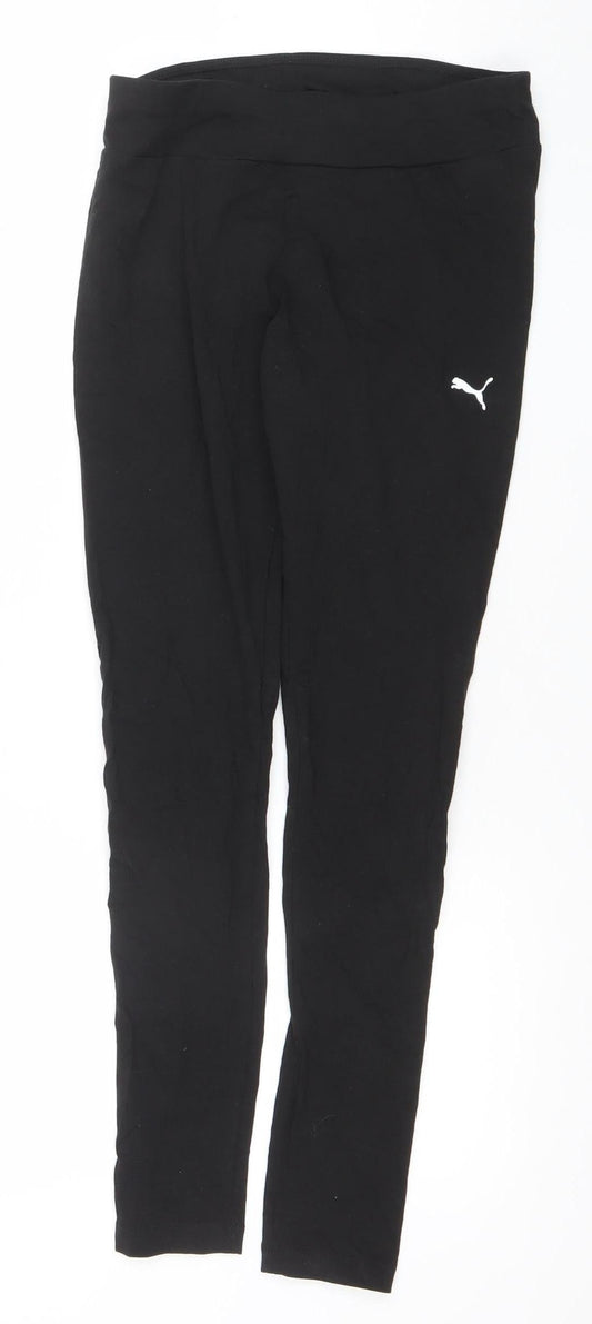 Puma Womens Black Slim Fit Cotton Leggings Size S Activewear