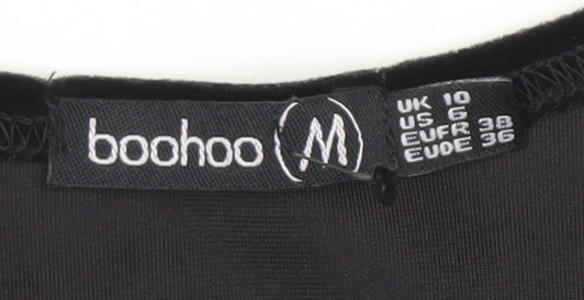 Boohoo Women’s Black Velvet Bodycon Dress UK 10 Long Sleeve Partywear