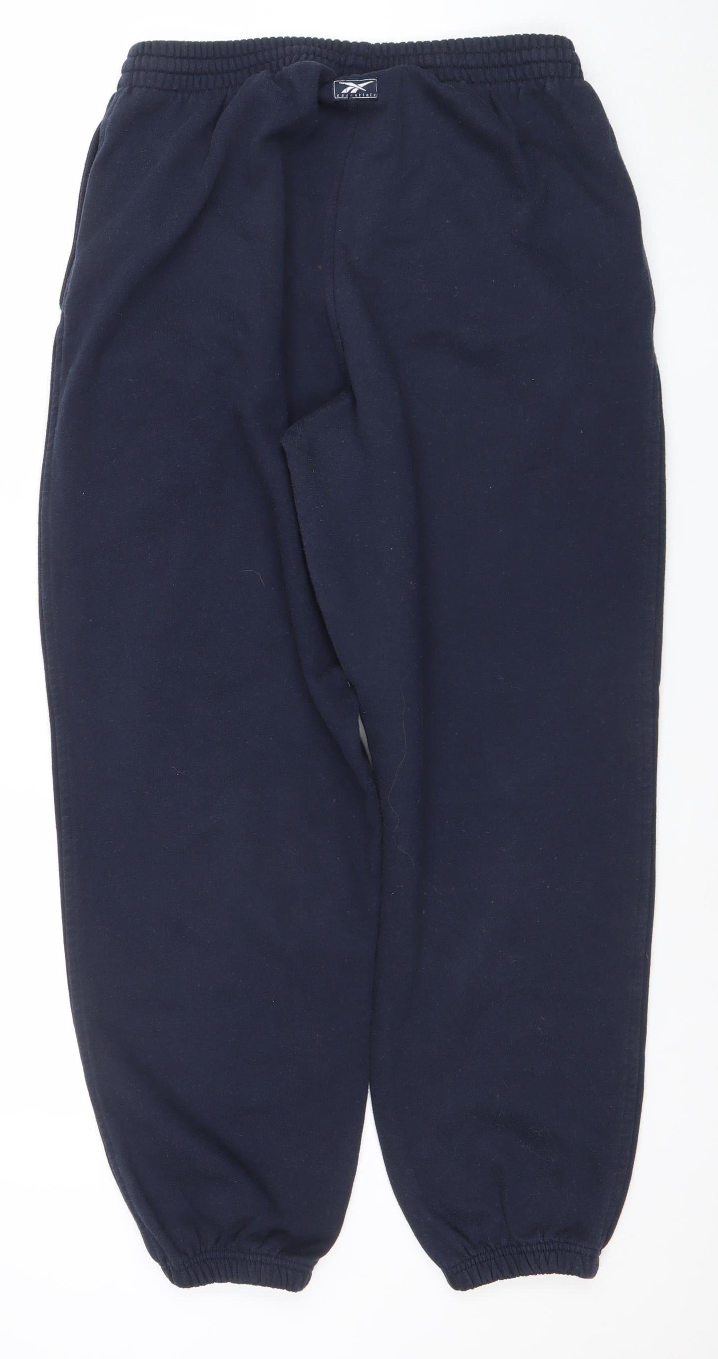 Reebok Men Blue Fleece Sweatpants L Regular Fit Elastic Waist Activewear