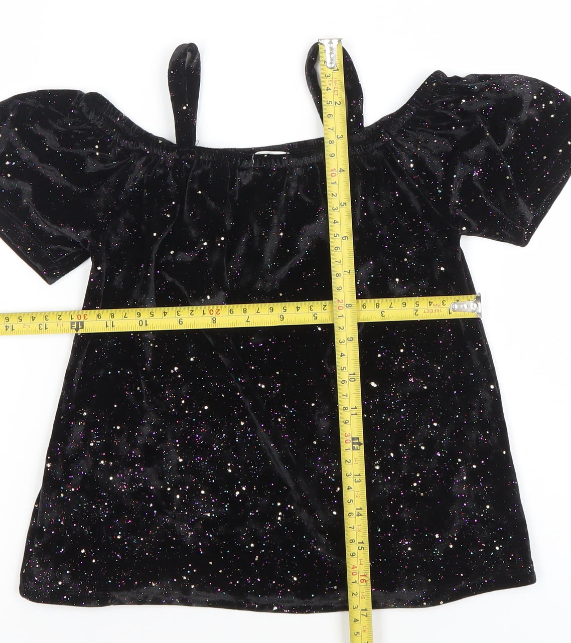 Next Girls Black Glitter Velvet Off Shoulder Party Top 5 Years