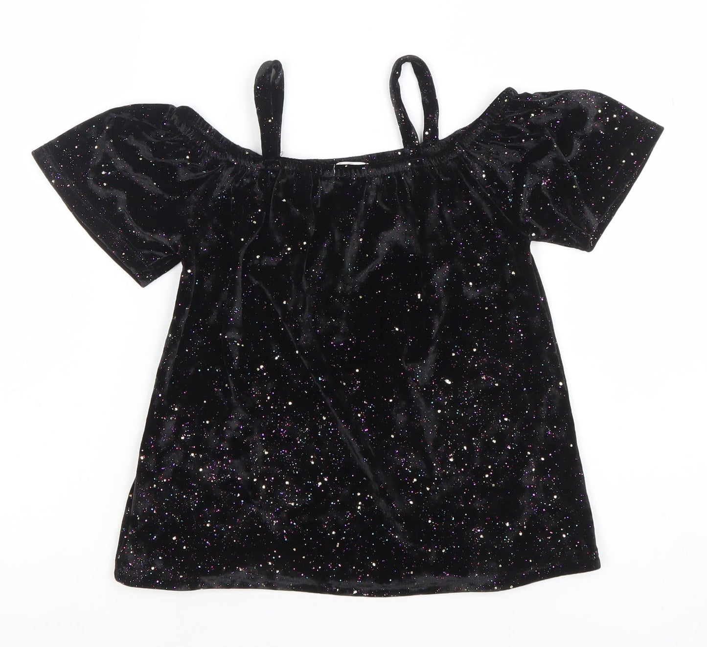 Next Girls Black Glitter Velvet Off Shoulder Party Top 5 Years