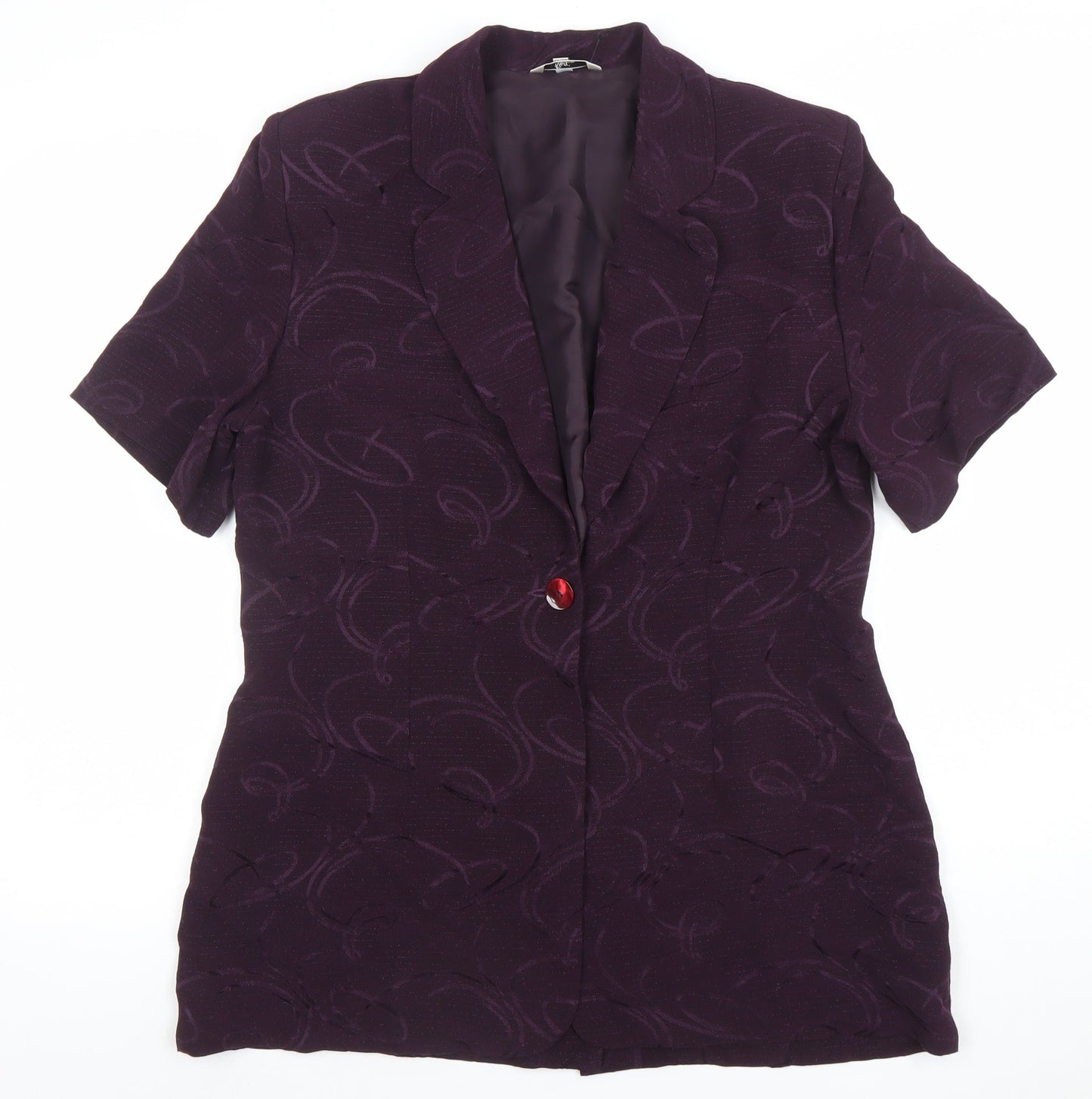 Klass Collection Women's Purple Size 14 Short Sleeve One-Button Blazer