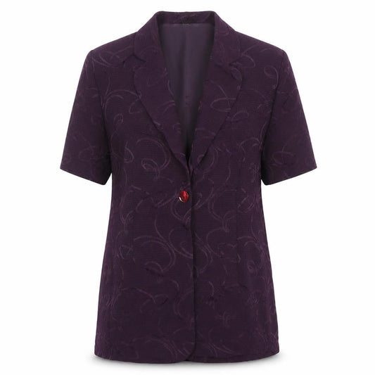 Klass Collection Women's Purple Size 14 Short Sleeve One-Button Blazer