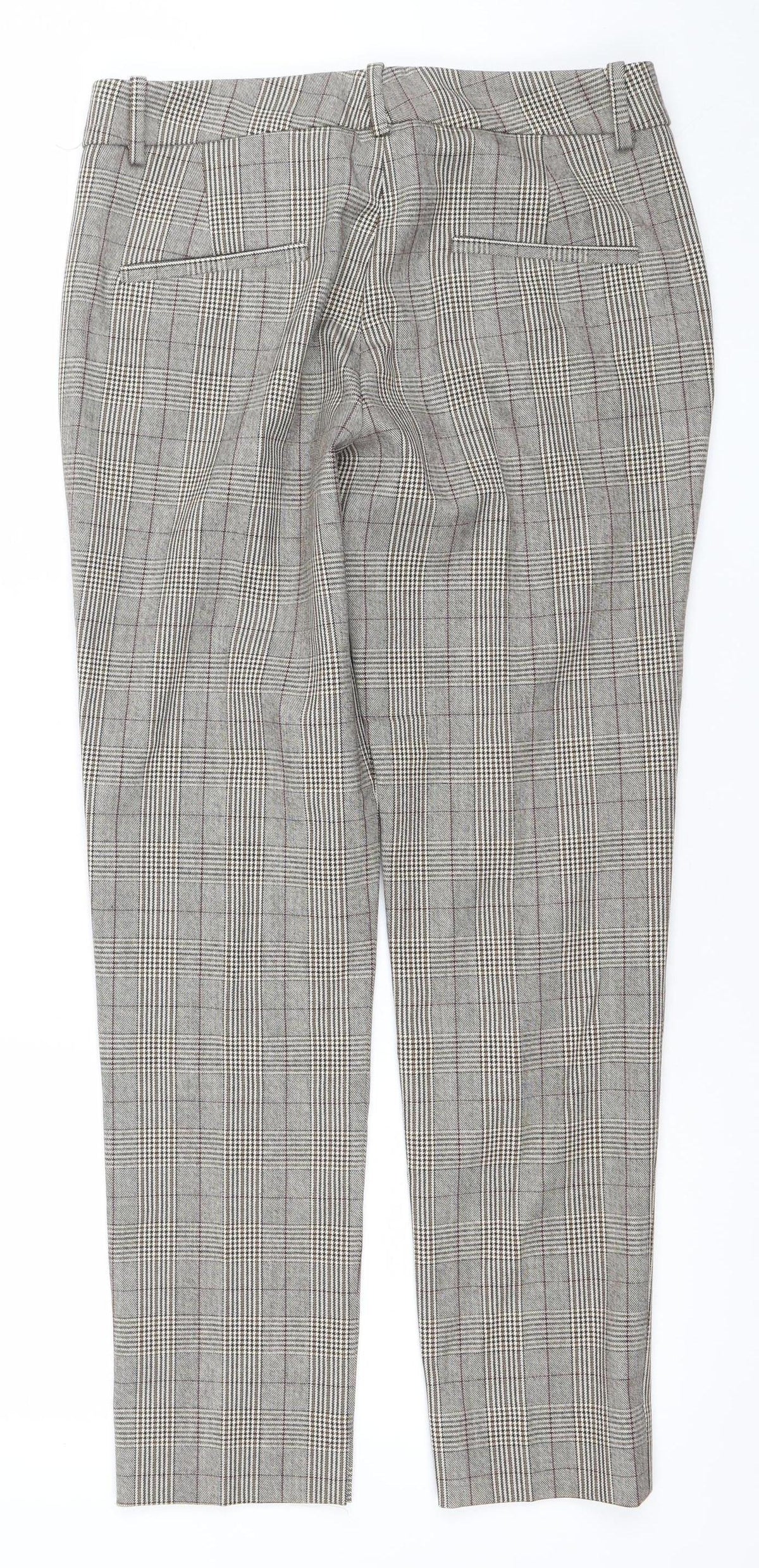 ZARA Woman Grey Check Slim Fit Tailored Trousers Size 6