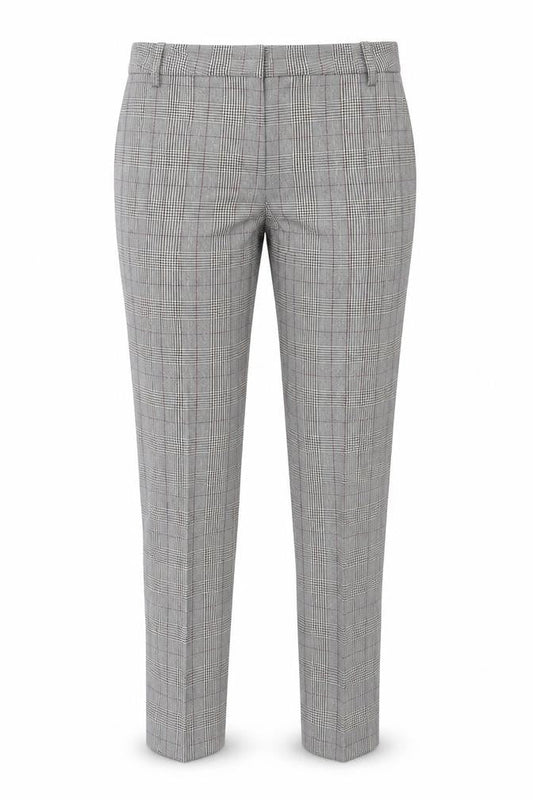 Front view of Zara Woman Grey Check Slim Fit Tailored Trousers, size 6