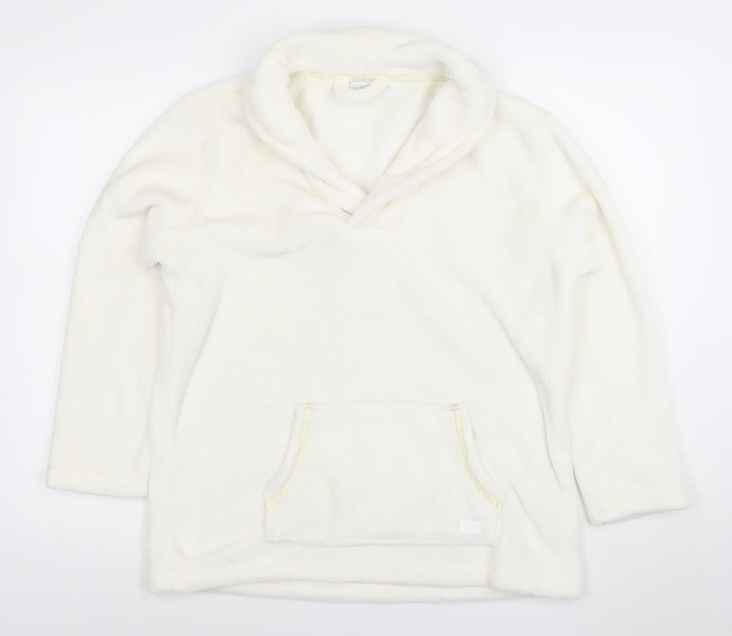 ARI JOHN ROCHA Womens Ivory Pullover Hoodie Size 14 Fleece Pockets Winter