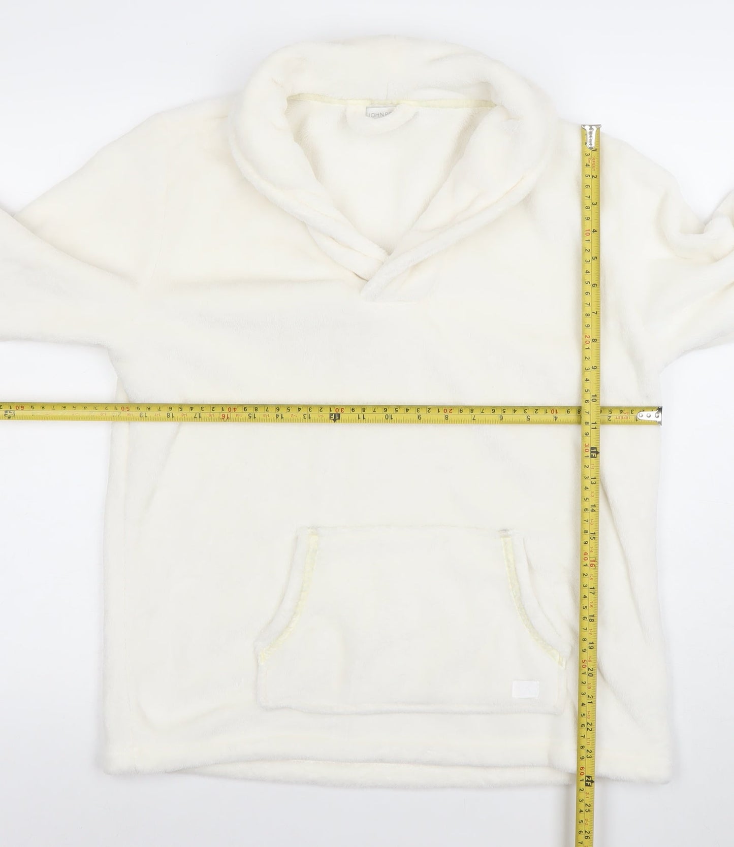 ARI JOHN ROCHA Womens Ivory Pullover Hoodie Size 14 Fleece Pockets Winter