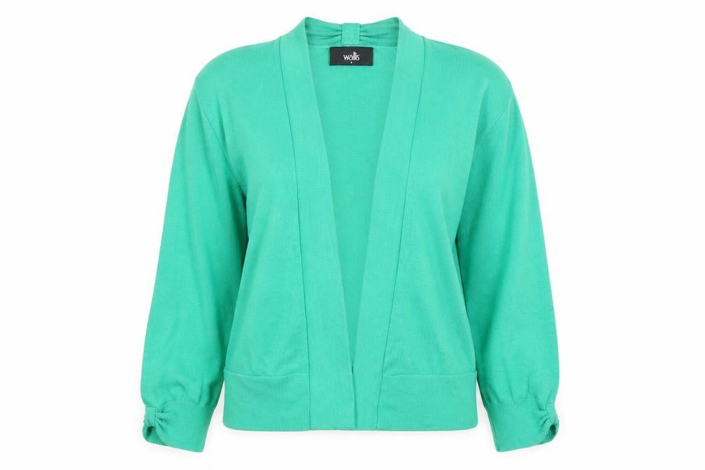 Wallis Women Green Small Open Front Long Sleeve Cardigan