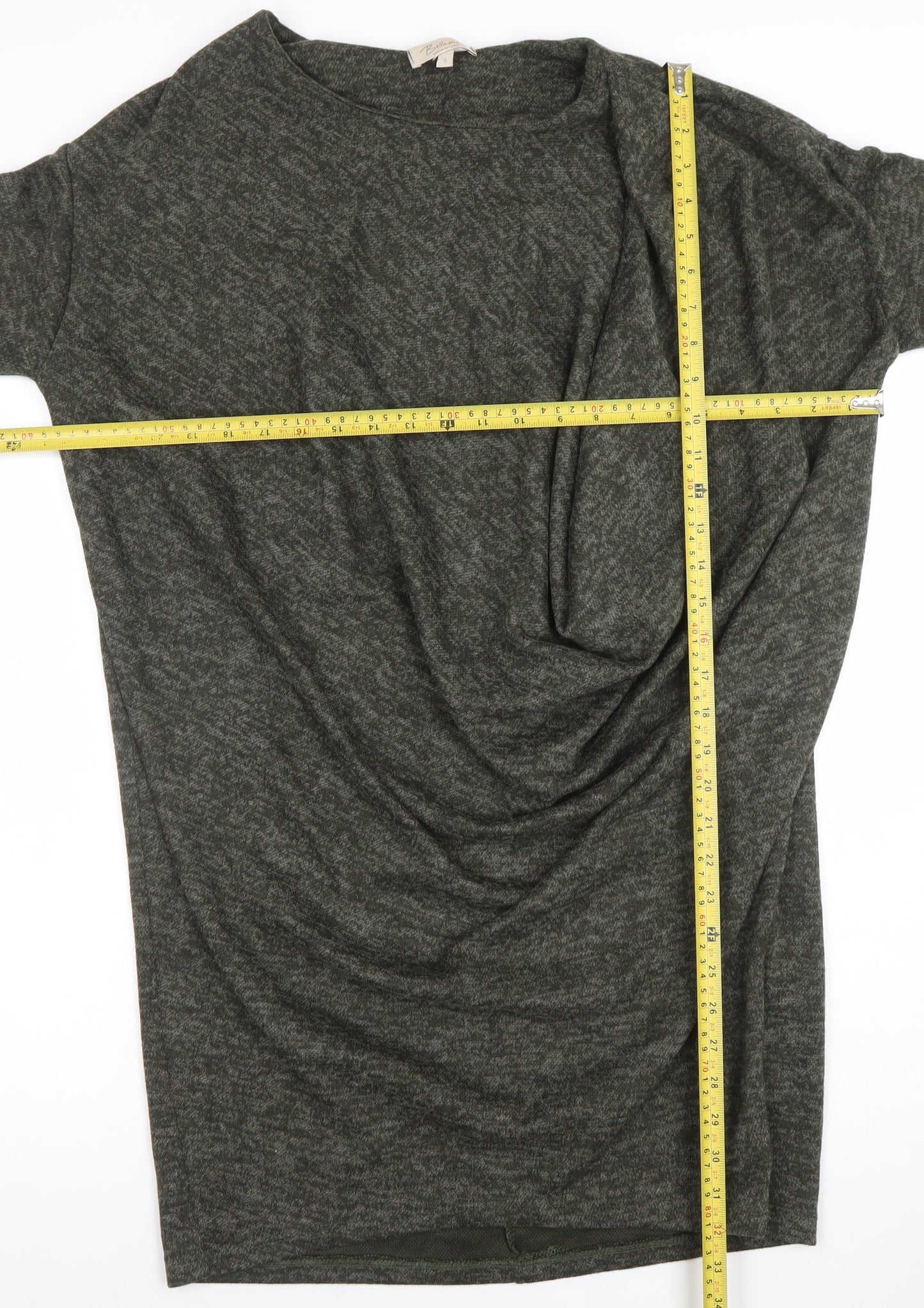 Bella Italia Womens Grey Knit Tunic Jumper Size S 3/4 Sleeve Boat Neck