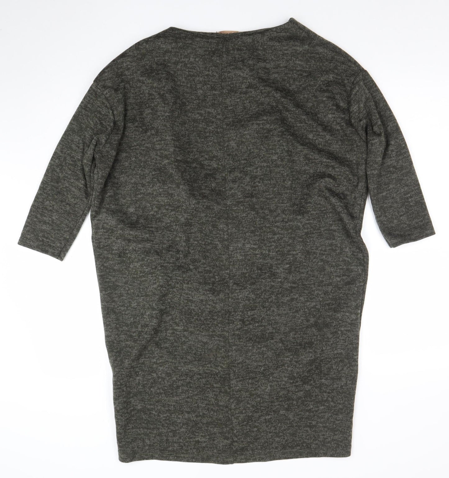 Bella Italia Womens Grey Knit Tunic Jumper Size S 3/4 Sleeve Boat Neck