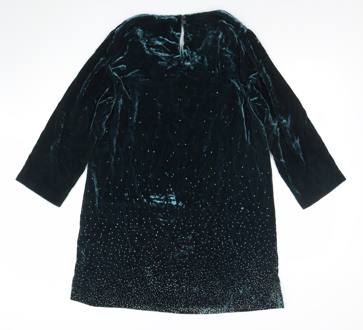 White Stuff Women’s Green Velvet Beaded Shift Dress Size 12