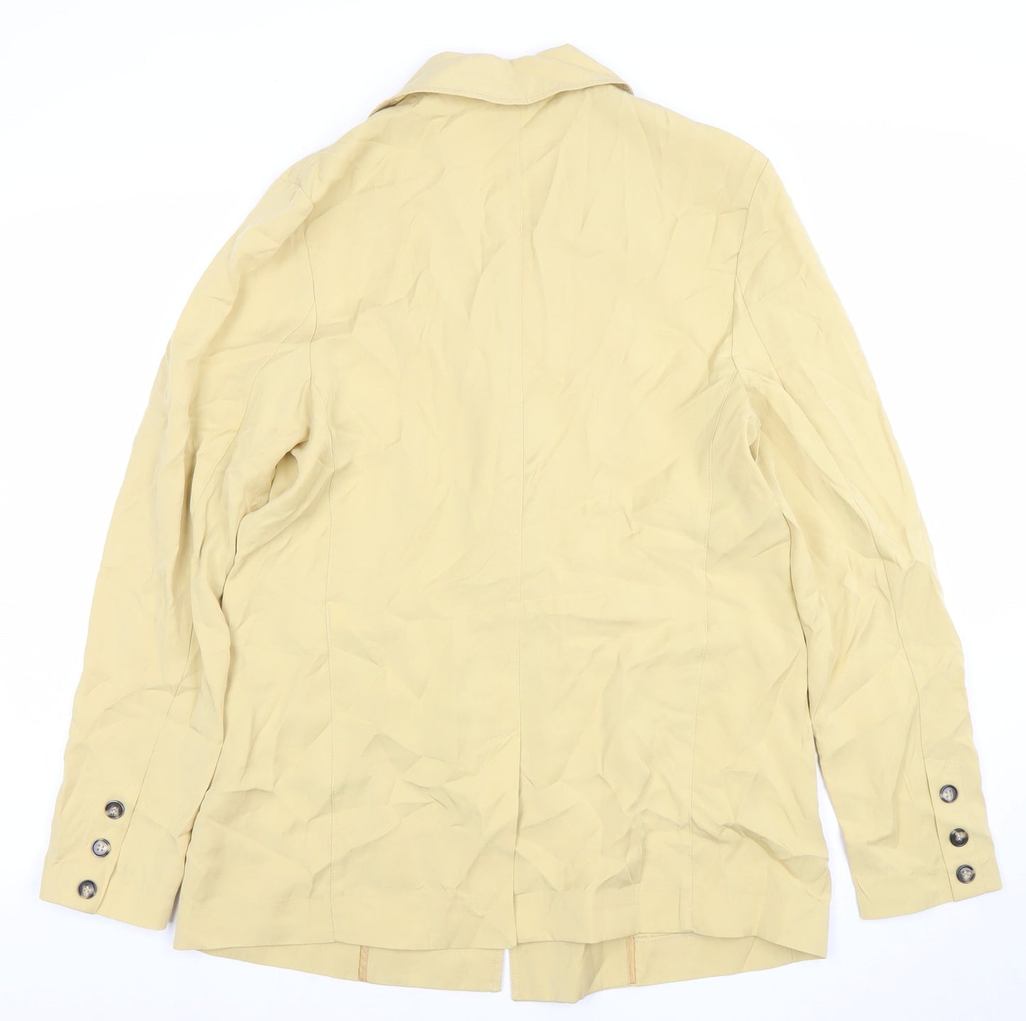 Warehouse Women Beige Cotton Blazer Size 10 Single Breasted Jacket