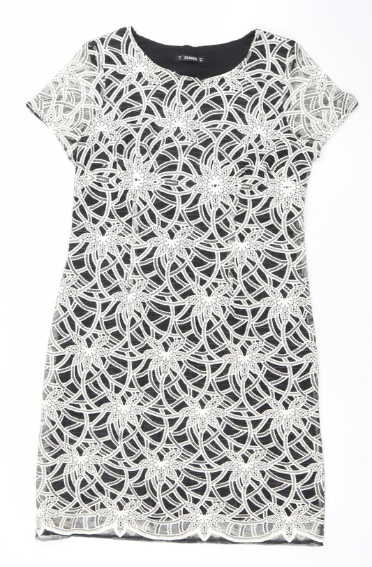 Dunnes Women Black Cotton Blend Short Sleeve Lace Sheath Dress Size 12