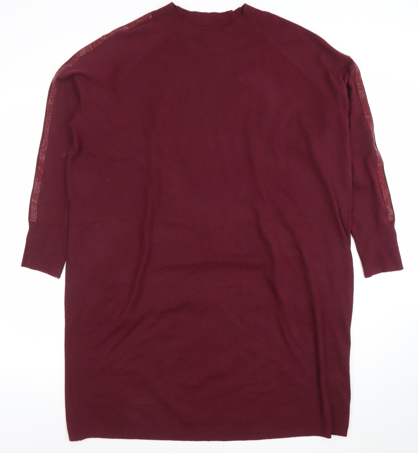 Primark Women's Red Knit Sweater Dress XL 3/4 Sleeve Rhinestone